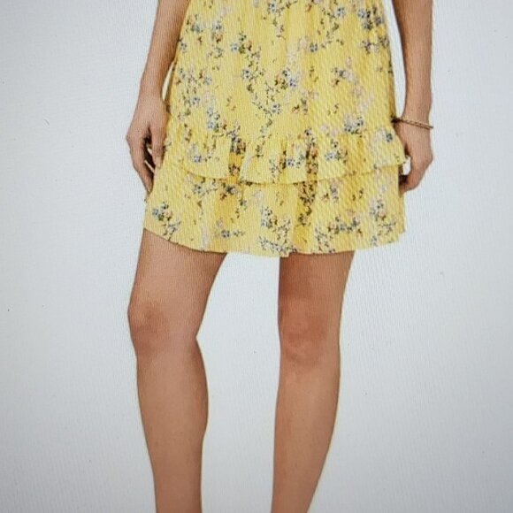 NWT VINCE CAMUTO Women's Floral-print Ruffled Mini Skirt In Sunburst - Large